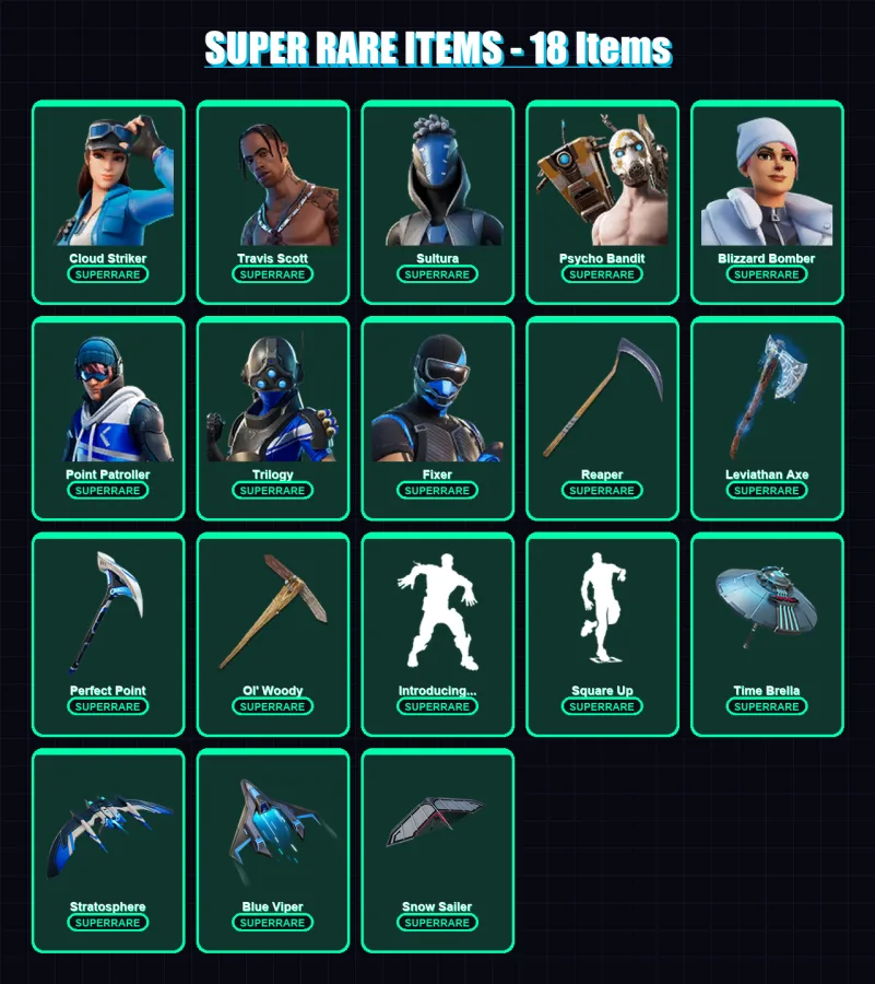 [PS4/PS5/XBOX/PC] | Cloud Striker | Travis Scott | Sultura | 220 skin | Lv4142 — Fortnite account