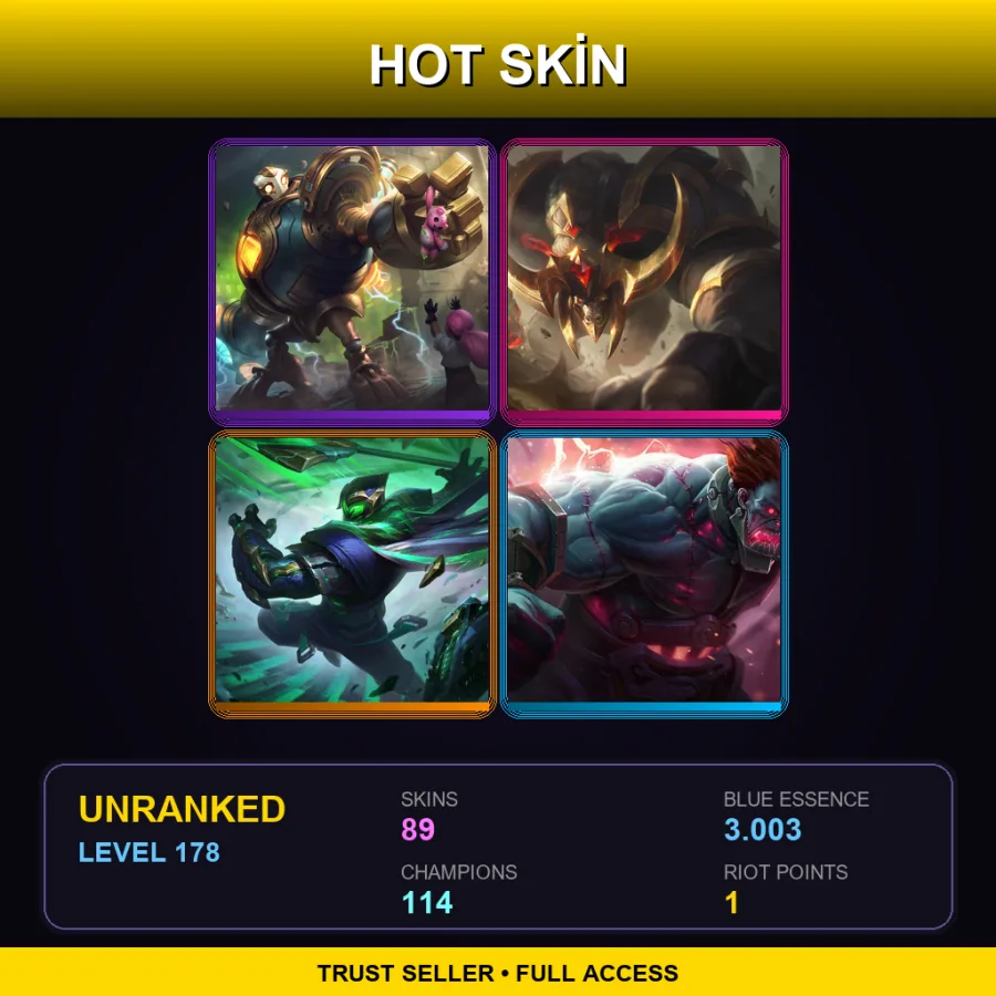 SG | Lv178 | Unranked | 89 Skin | 114 Champ — Firecracker Teemo