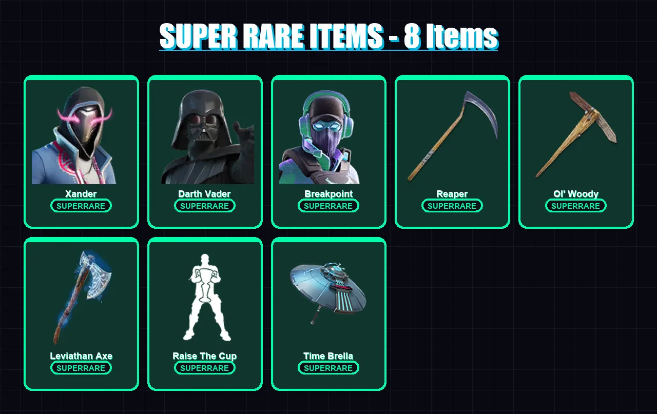 [PC] | Xander | Darth Vader | Breakpoint | The Ice Queen | Malik | 287 skin | 312 pickaxe | 267 emote | 225 glider | Lv3595
