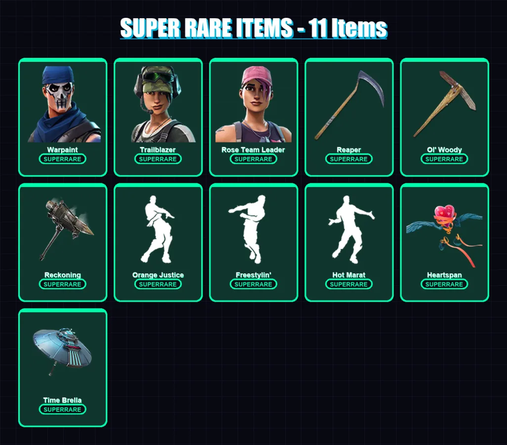 [PS4/PS5/XBOX/PC] | Warpaint | Trailblazer | Rose Team Leader | Hybrid | Enforcer | 65 skin | 54 pickaxe | 61 emote | 61 glider | Lv869