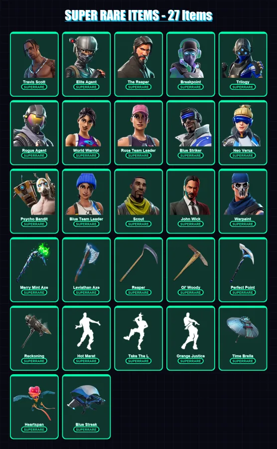 [PC/XBOX/PSN] | Travis Scott | Elite Agent | The Reaper | Breakpoint | Trilogy | 253 skin | 131 pickaxe | 106 emote | 109 glider | Lv1709 — Fortnite account