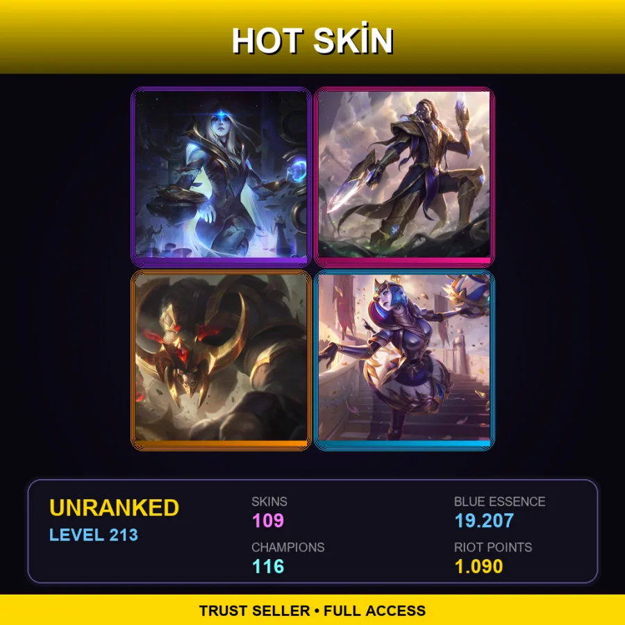 TR | Cosmic Queen Ashe | Victorious Lucian | Conqueror Alistar | Victorious Orianna | 109 Skin | 116 Champ | Lv213