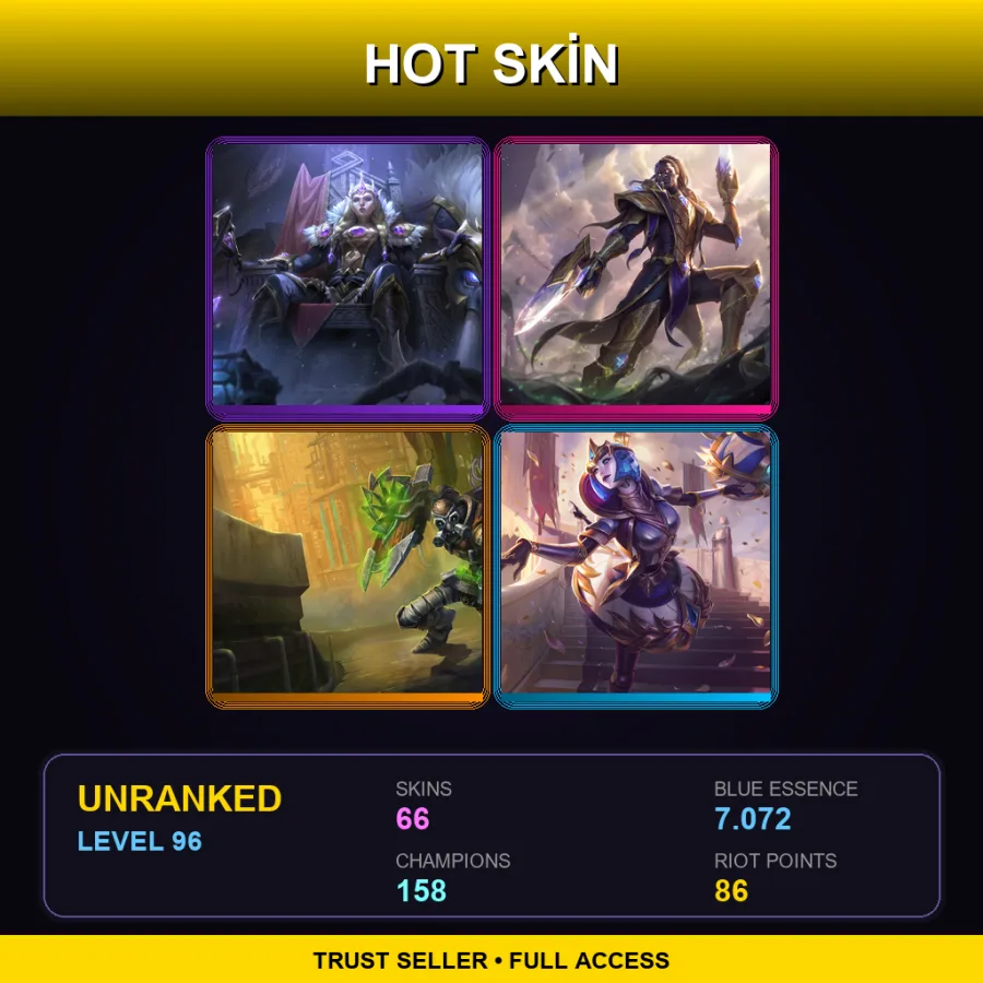 SG | Lv96 | Unranked | 66 Skin | 158 Champ