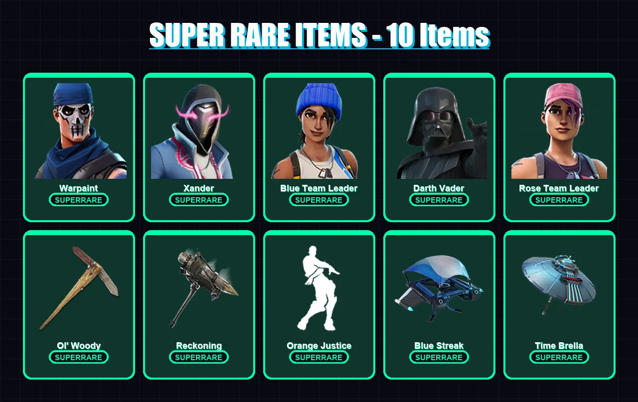 [PS4/PS5/XBOX/PC] | Warpaint | Xander | Blue Team Leader | Darth Vader | Rose Team Leader | 177 skin | 212 pickaxe | 167 emote | 143 glider | Lv1629