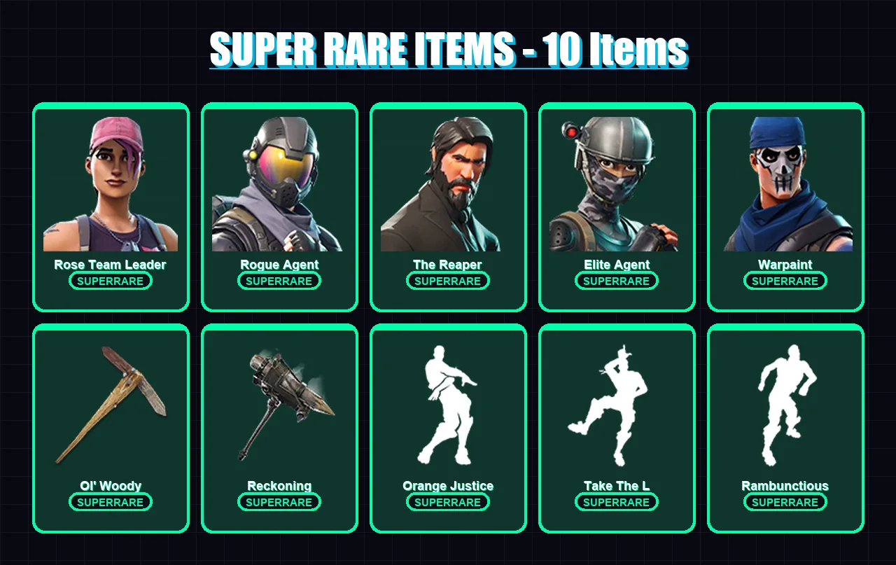 [PC/XBOX/PSN] | Rose Team Leader | Rogue Agent | The Reaper | Elite Agent | Warpaint | 138 skin | 124 pickaxe | 94 emote | 87 glider | Lv930