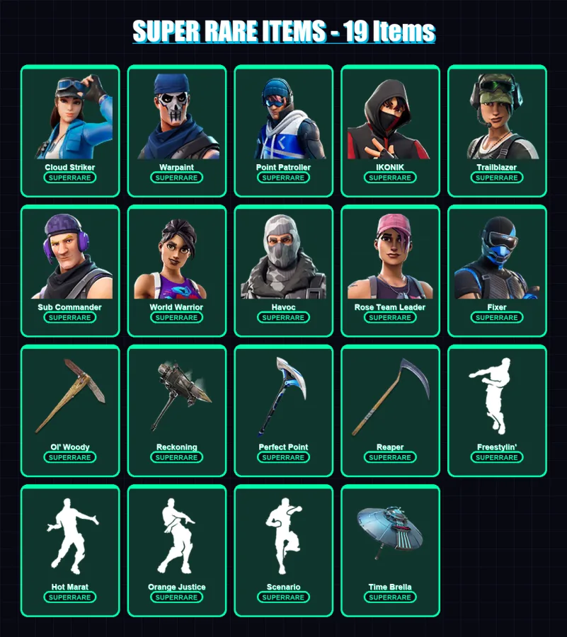 [PS4/PS5/XBOX/PC] | Cloud Striker | Warpaint | Point Patroller | IKONIK | Trailblazer | 143 skin | 125 pickaxe | 146 emote | 110 glider | Lv1697