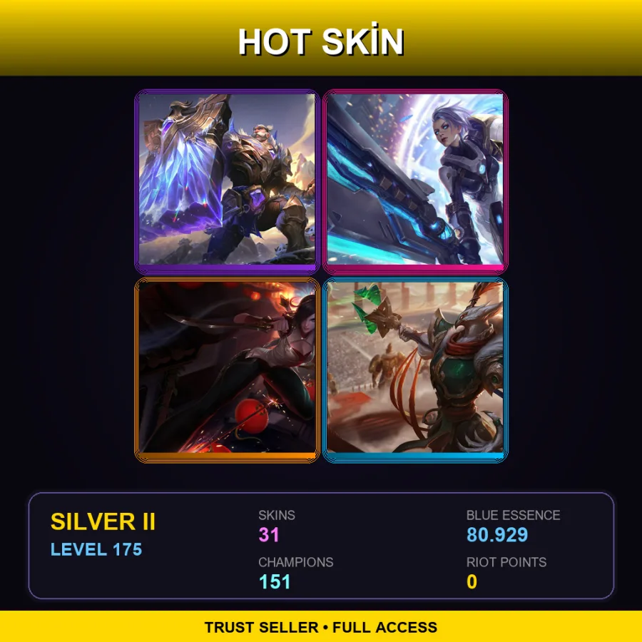 LAS | Lv175 | Silver II | 31 Skin | 151 Champ — LoL account