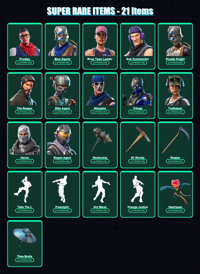 [PC/XBOX/PSN] | Prodigy | Blue Squire | Rose Team Leader | Sub Commander | Royale Knight | 72 skin | 47 pickaxe | 53 emote | 50 glider | Lv690
