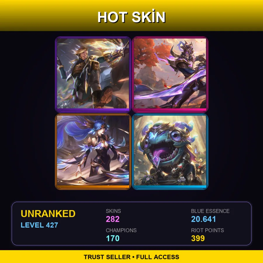 TR | Prestige PsyOps Ezreal | Victorious Master Yi | Victorious Sona | Victorious Kog'Maw | 282 Skin | 170 Champ | Lv427