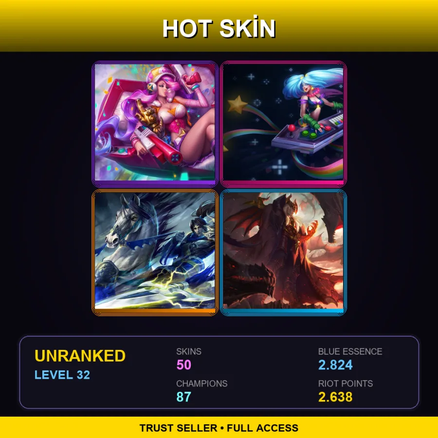 EUW | Lv32 | Unranked | 50 Skin | 87 Champ