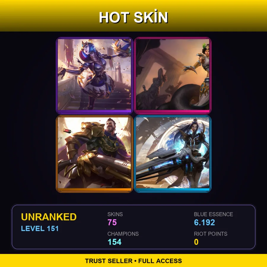 SG | Lv151 | Unranked | 75 Skin | 154 Champ — LoL account