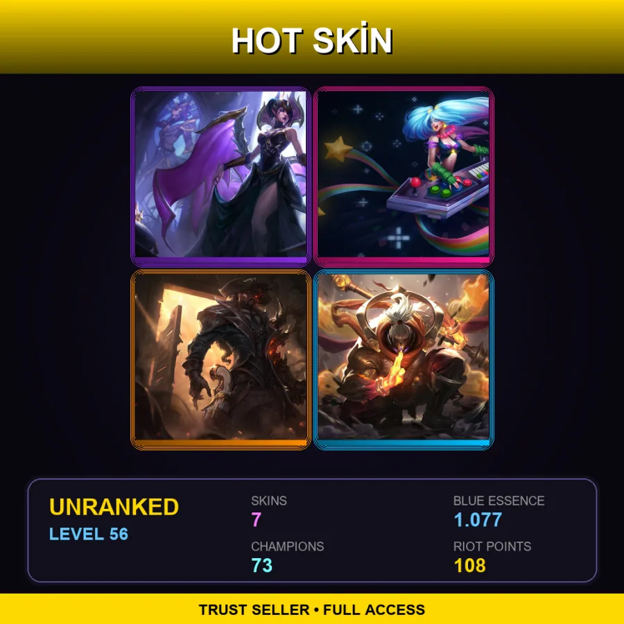 EUNE | Victorious Morgana | Arcade Sona | High Noon Lucian | God Staff Jax | 7 Skin | 73 Champ | Lv56