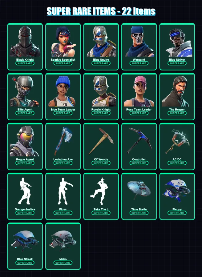 [PC/XBOX] | Black Knight | Sparkle Specialist | Blue Squire | Warpaint | Blue Striker | 141 skin | 133 pickaxe | 108 emote | 119 glider | Lv1643 — Fortnite account