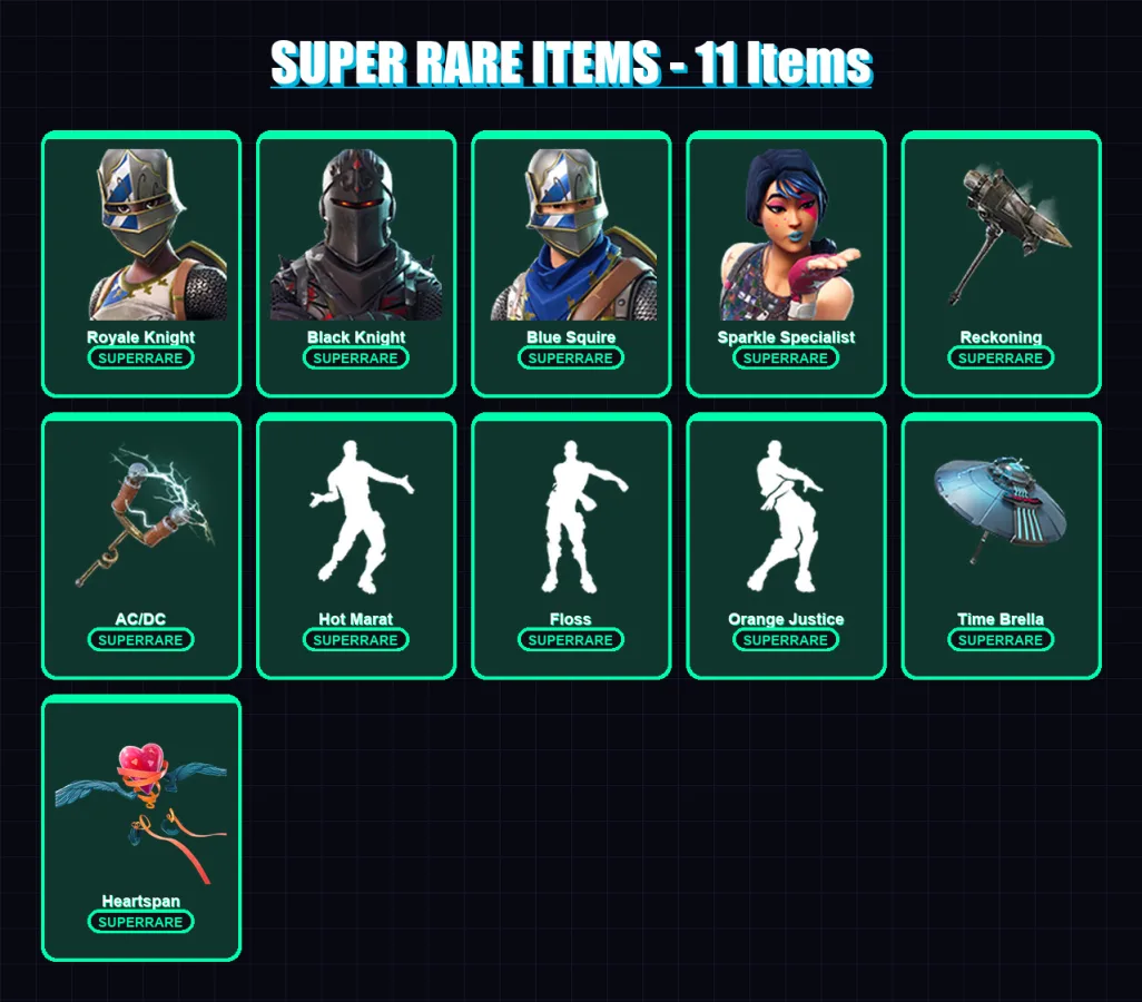 [PC/PSN] | Royale Knight | Black Knight | Blue Squire | Sparkle Specialist | Ruin | 49 skin | 57 pickaxe | 73 emote | 65 glider | Lv1194