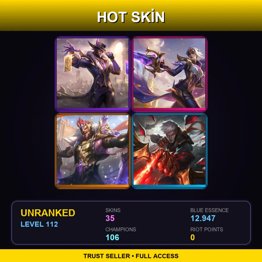 LAN | Lv112 | Unranked | 35 Skin | 106 Champ — Unranked / Smurf League of Legends