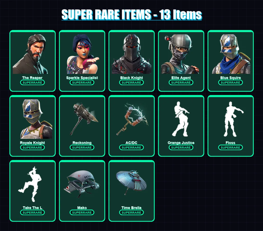 [PC/PSN] | The Reaper | Sparkle Specialist | Black Knight | Elite Agent | Blue Squire | 65 skin | 49 pickaxe | 62 emote | 51 glider | Lv1008 — Fortnite account