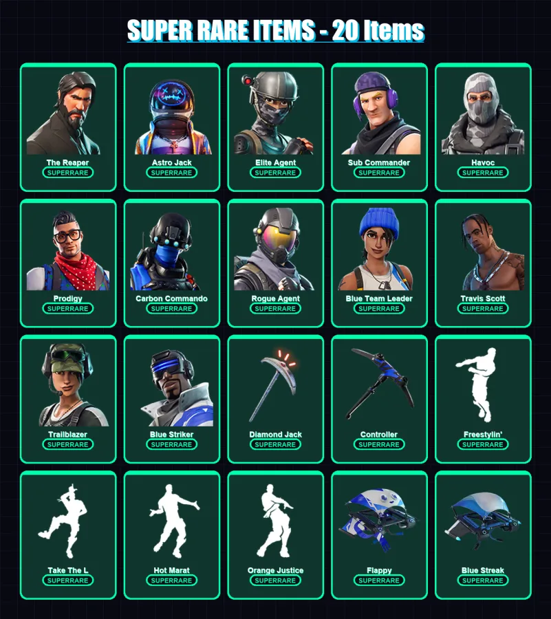 [SWITCH/PC] | The Reaper | Astro Jack | Elite Agent | Sub Commander | Havoc | 77 skin | 62 pickaxe | 67 emote | 61 glider | Lv778