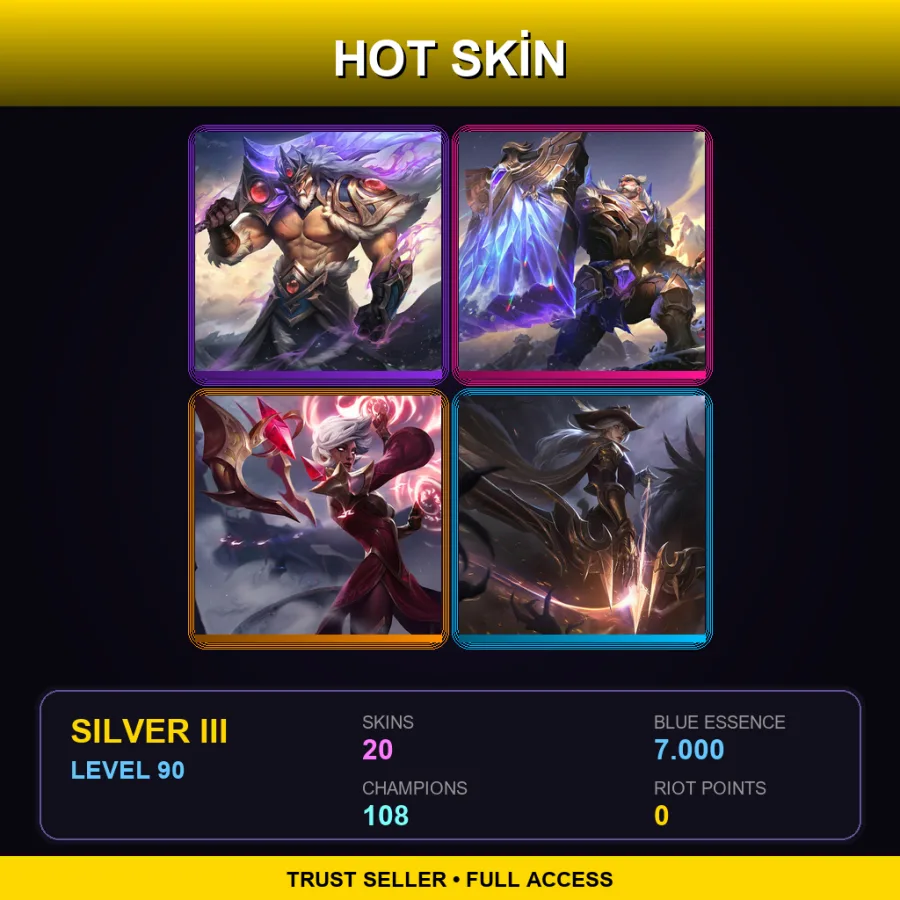 EUNE | Lv90 | Silver III | 20 Skin | 108 Champ