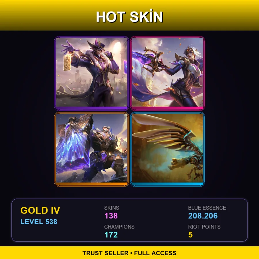 BR | Lv538 | Gold IV | 138 Skin | 172 Champ — LoL account