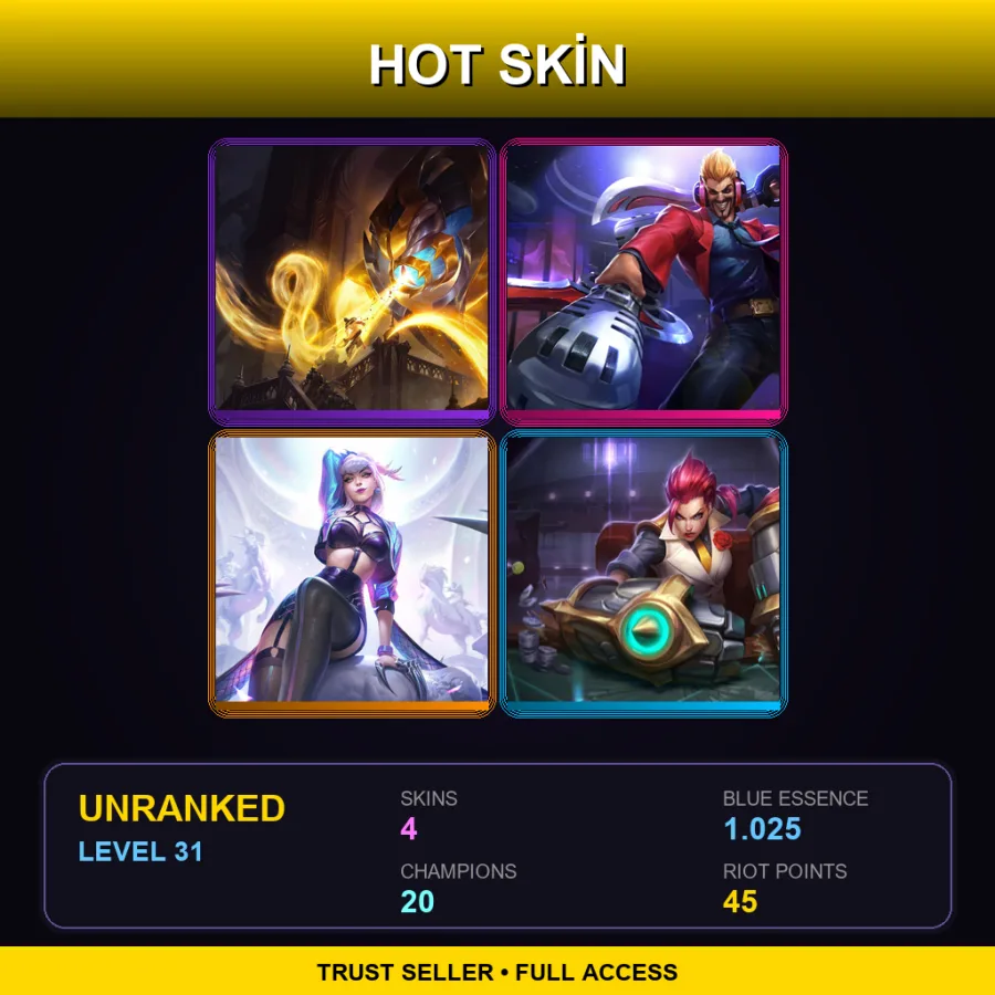 EUW | Lv31 | Unranked | 4 Skin | 20 Champ