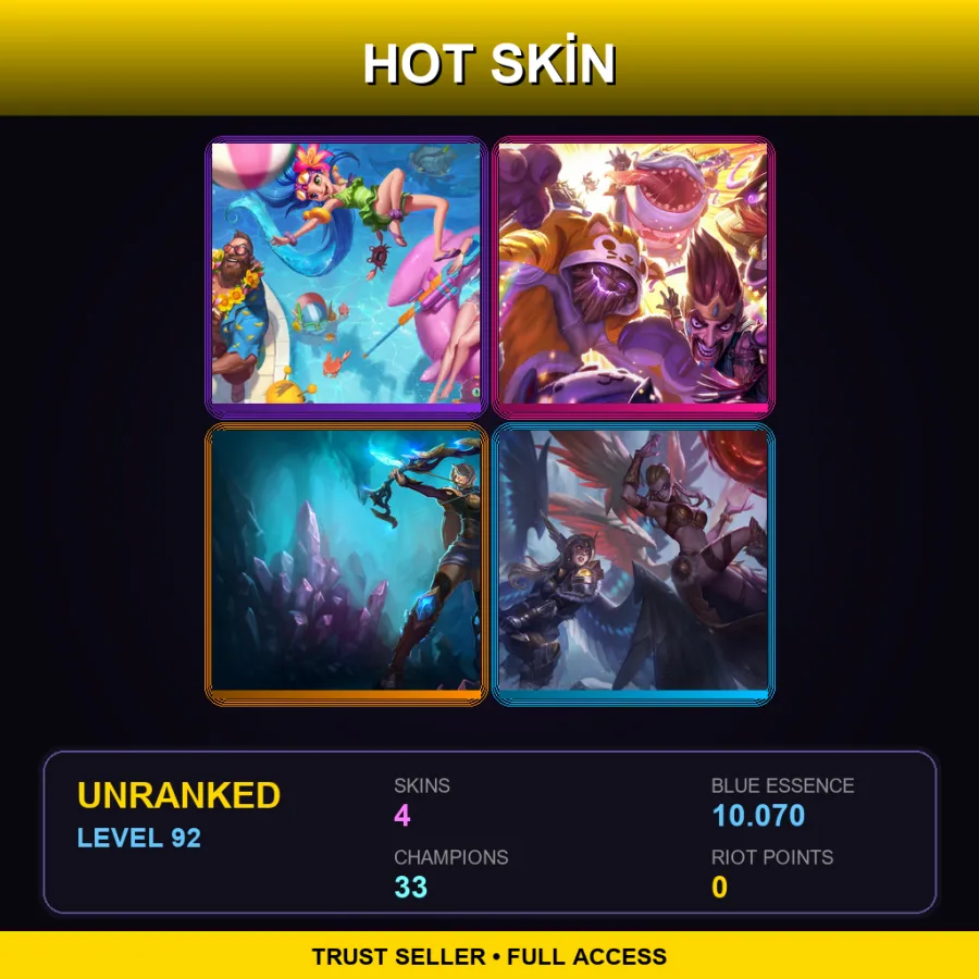 LAS | Lv92 | Unranked | 4 Skin | 33 Champ