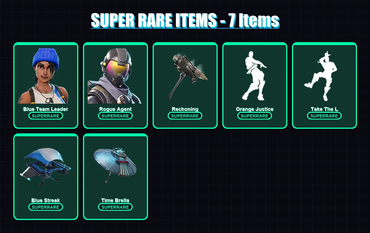 [PC/XBOX] | Blue Team Leader | Rogue Agent | Drift | Omegarok | Spectra Knight | 58 skin | 99 pickaxe | 59 emote | 82 glider | Lv984