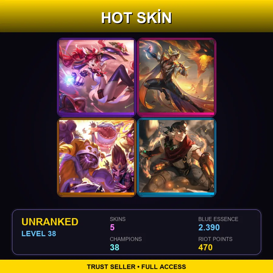 EUW | Lv38 | Unranked | 5 Skin | 38 Champ — Dragonmancer Rakan