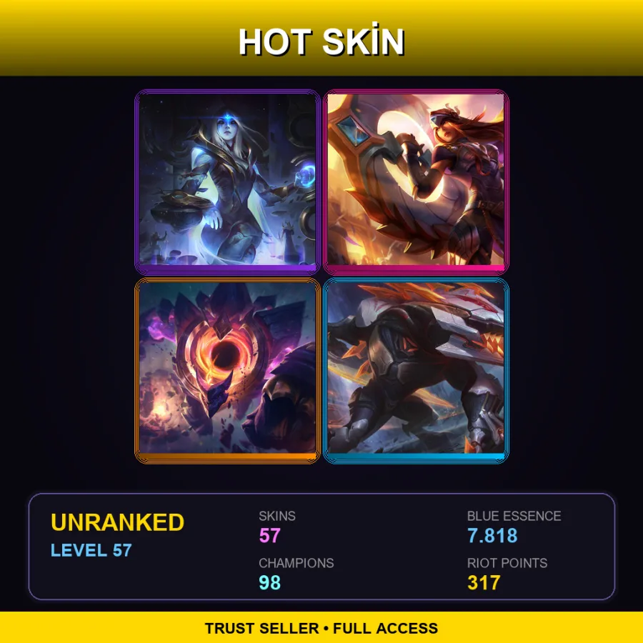 SG | Lv57 | Unranked | 57 Skin | 98 Champ — LoL account