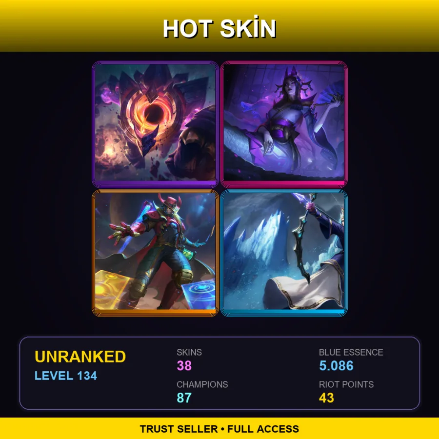EUW | Lv134 | Unranked | 38 Skin | 87 Champ