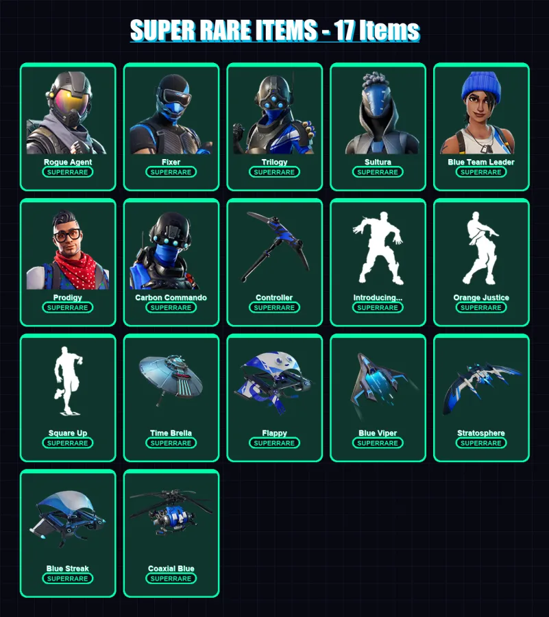 [PC/XBOX] | Rogue Agent | Fixer | Trilogy | Sultura | Blue Team Leader | 40 skin | 47 pickaxe | 55 emote | 46 glider | Lv690 — Fortnite account