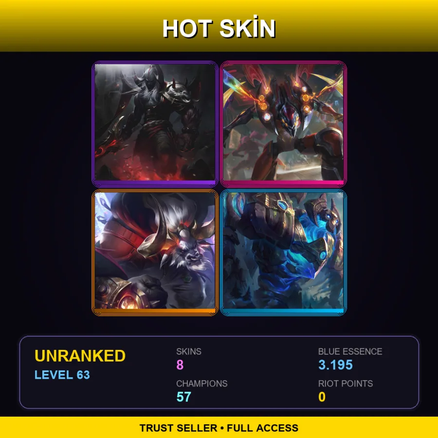 LAN | Lv63 | Unranked | 8 Skin | 57 Champ — Enchanted Galio