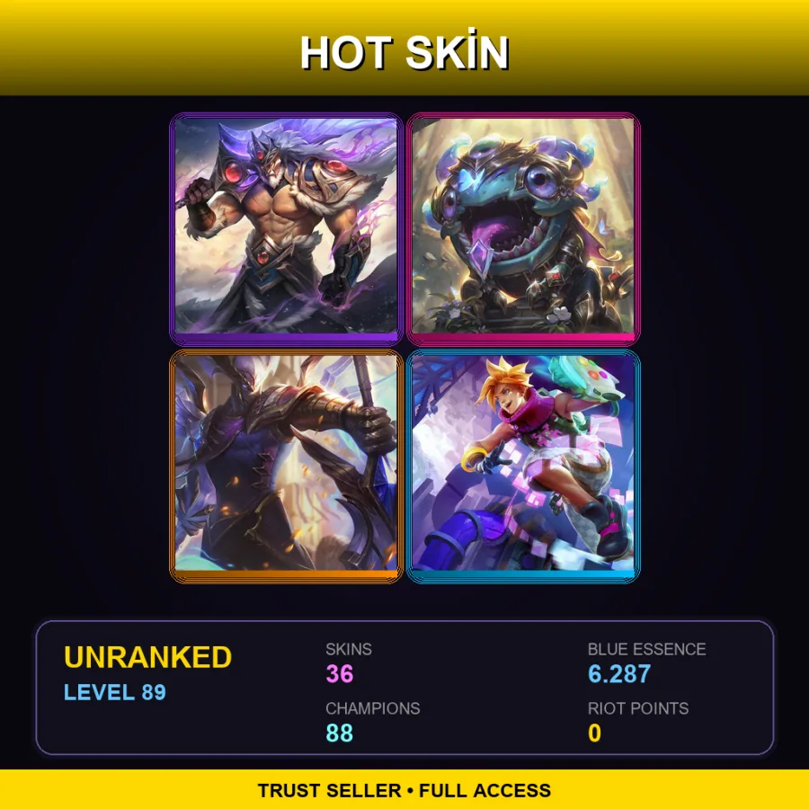 EUNE | Lv89 | Unranked | 36 Skin | 88 Champ — Coven Nami