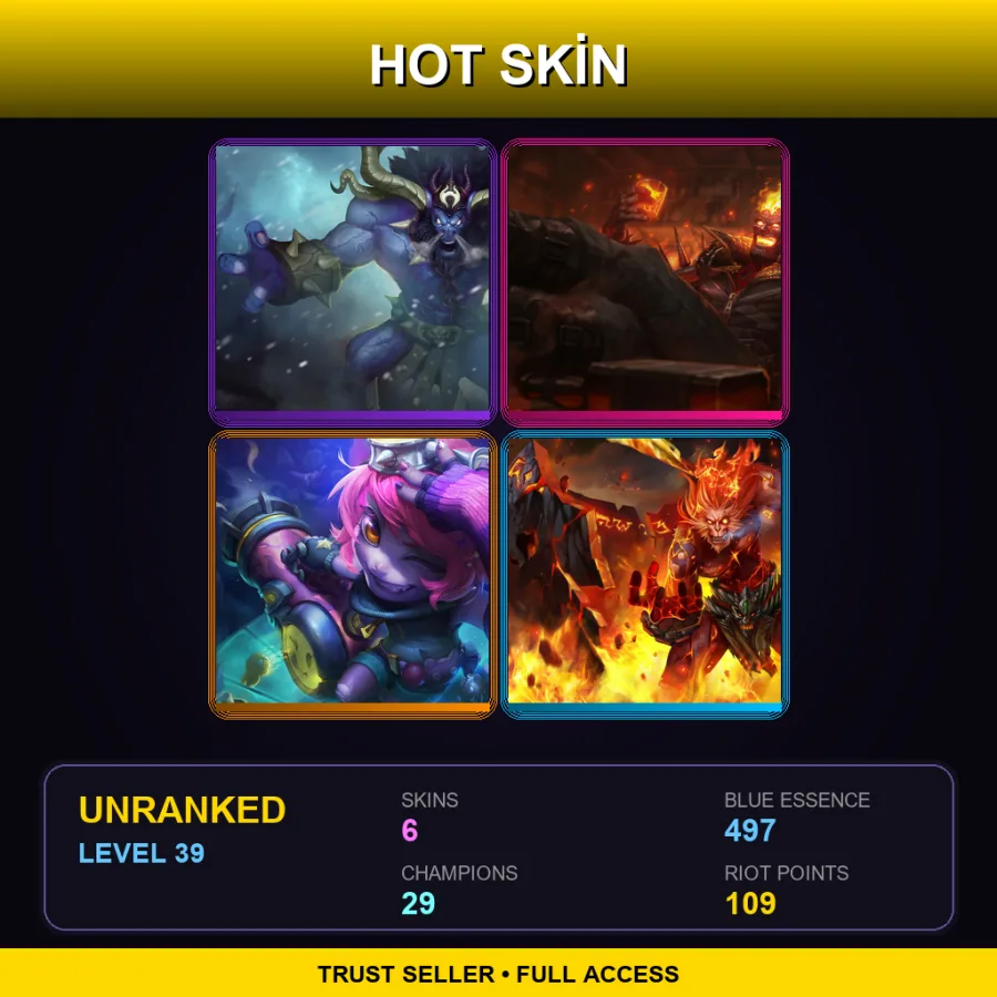 EUW | Lv39 | Unranked | 6 Skin | 29 Champ