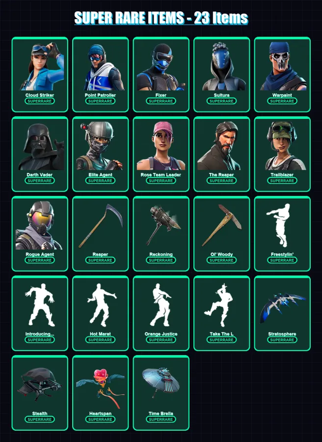 [PC/XBOX/PSN] | Cloud Striker | Point Patroller | Fixer | Sultura | Warpaint | 332 skin | 307 pickaxe | 301 emote | 235 glider | Lv2971