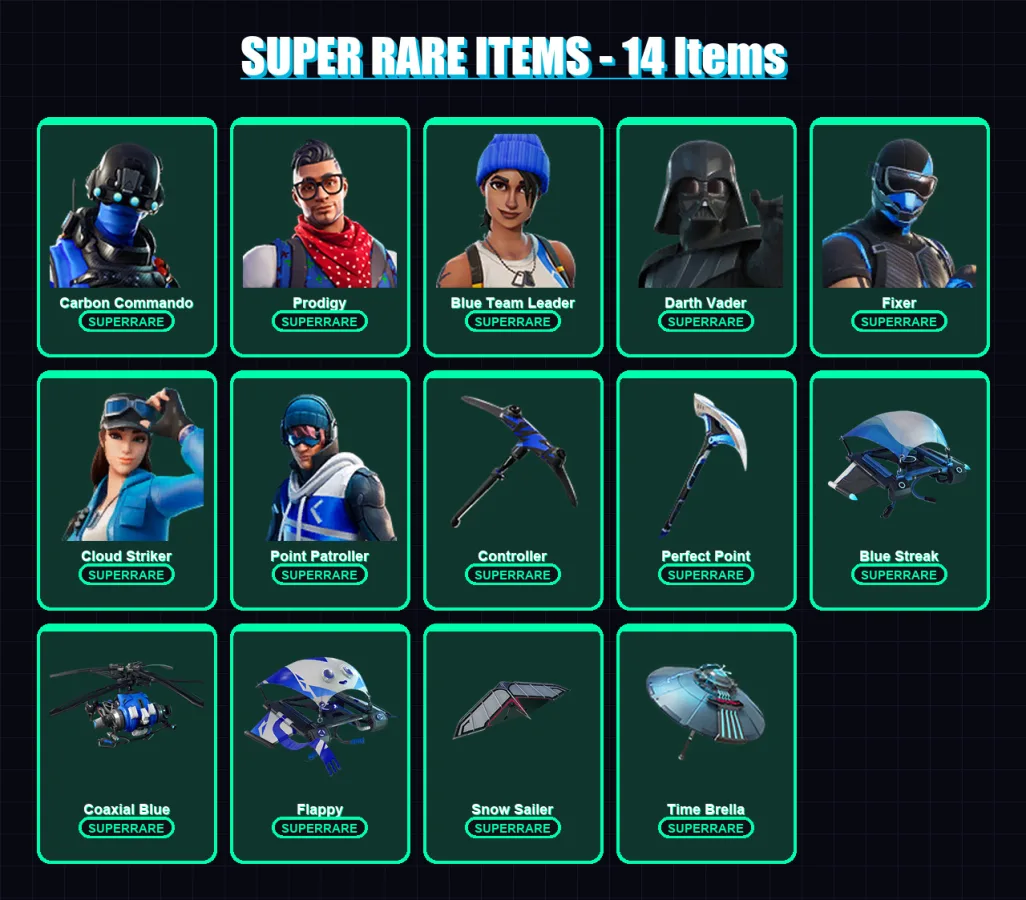 [PS4/PS5/XBOX/PC] | Carbon Commando | Prodigy | Blue Team Leader | Darth Vader | Fixer | 189 skin | 194 pickaxe | 198 emote | 172 glider | Lv2524 — Fortnite account