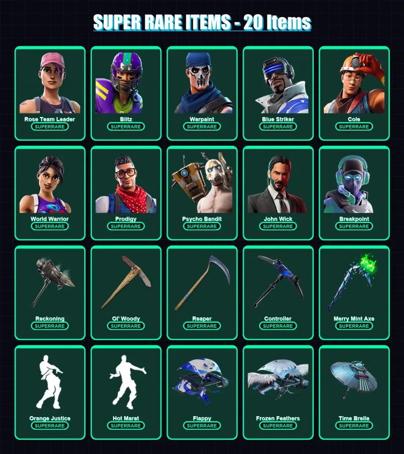[PC/XBOX/PSN] | Rose Team Leader | Blitz | Warpaint | Blue Striker | Cole | 340 skin | 197 pickaxe | 209 emote | 135 glider | Lv1842