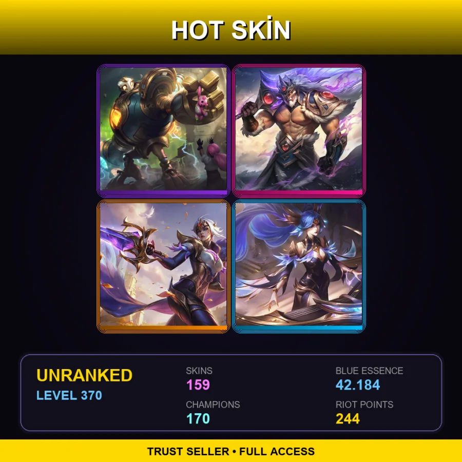 ME | Lv370 | Unranked | 159 Skin | 170 Champ