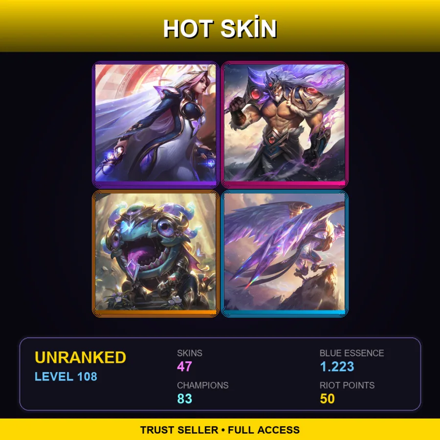 RU | Lv108 | Unranked | 47 Skin | 83 Champ — LoL account