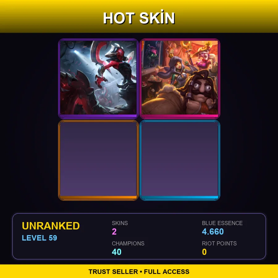 EUNE | Lv59 | Unranked | 2 Skin | 40 Champ — LoL account