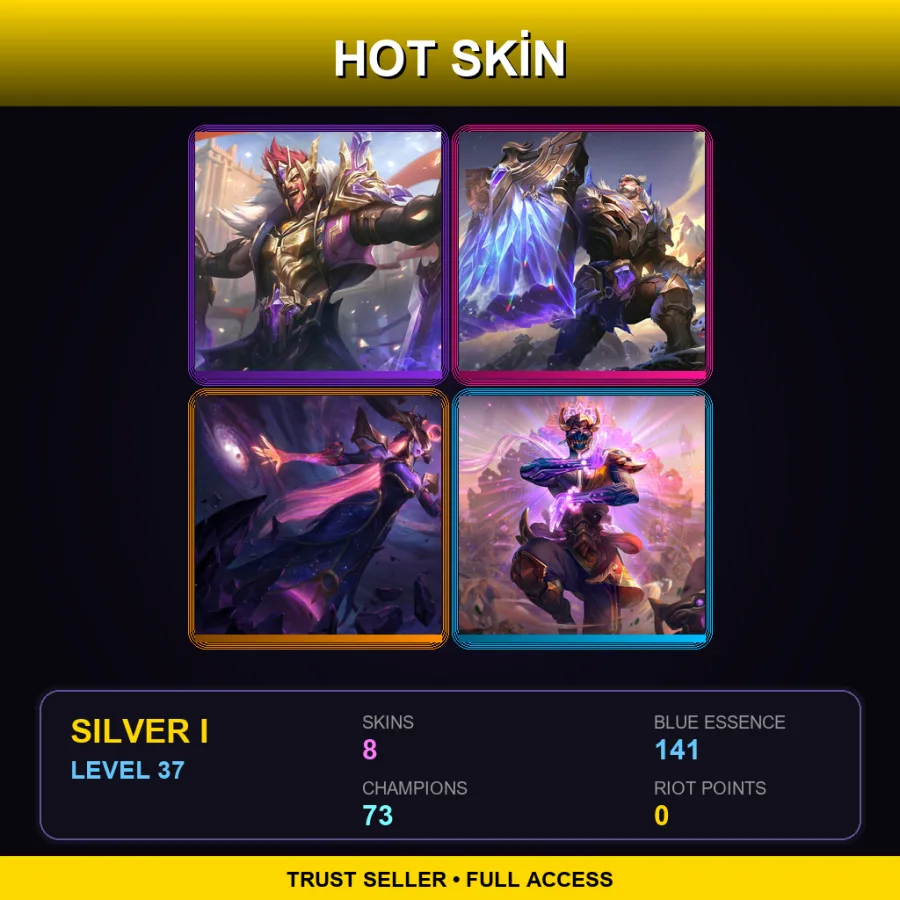 EUW | Lv37 | Silver I | 8 Skin | 73 Champ — LoL account