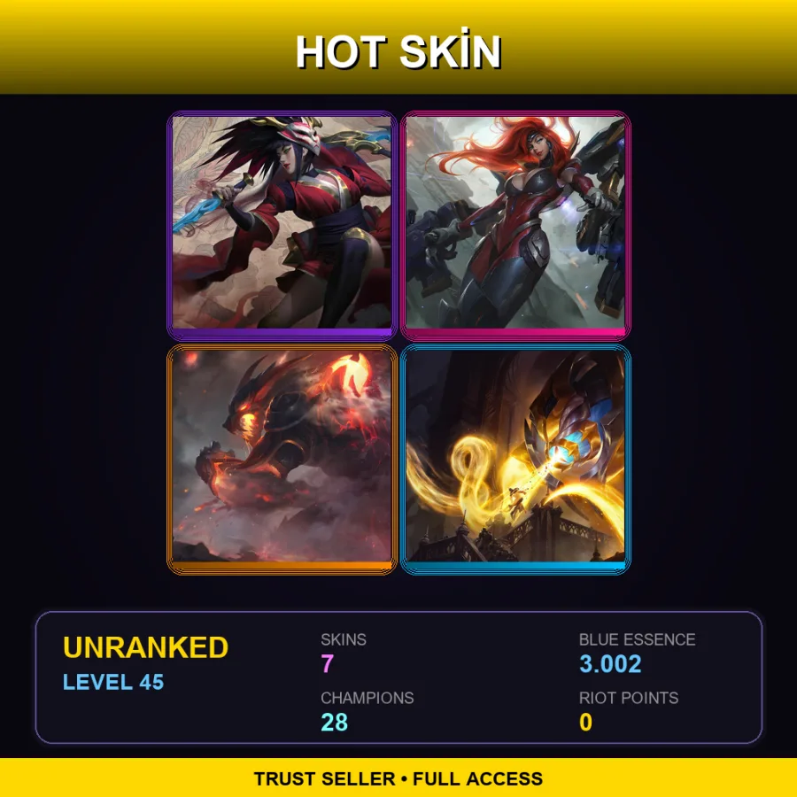 SG | Lv45 | Unranked | 7 Skin | 28 Champ — Firefang Warwick