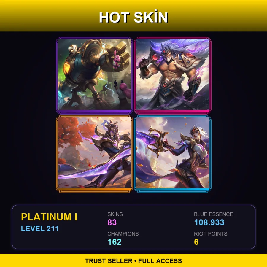 EUW | Lv211 | Platinum I | 83 Skin | 162 Champ