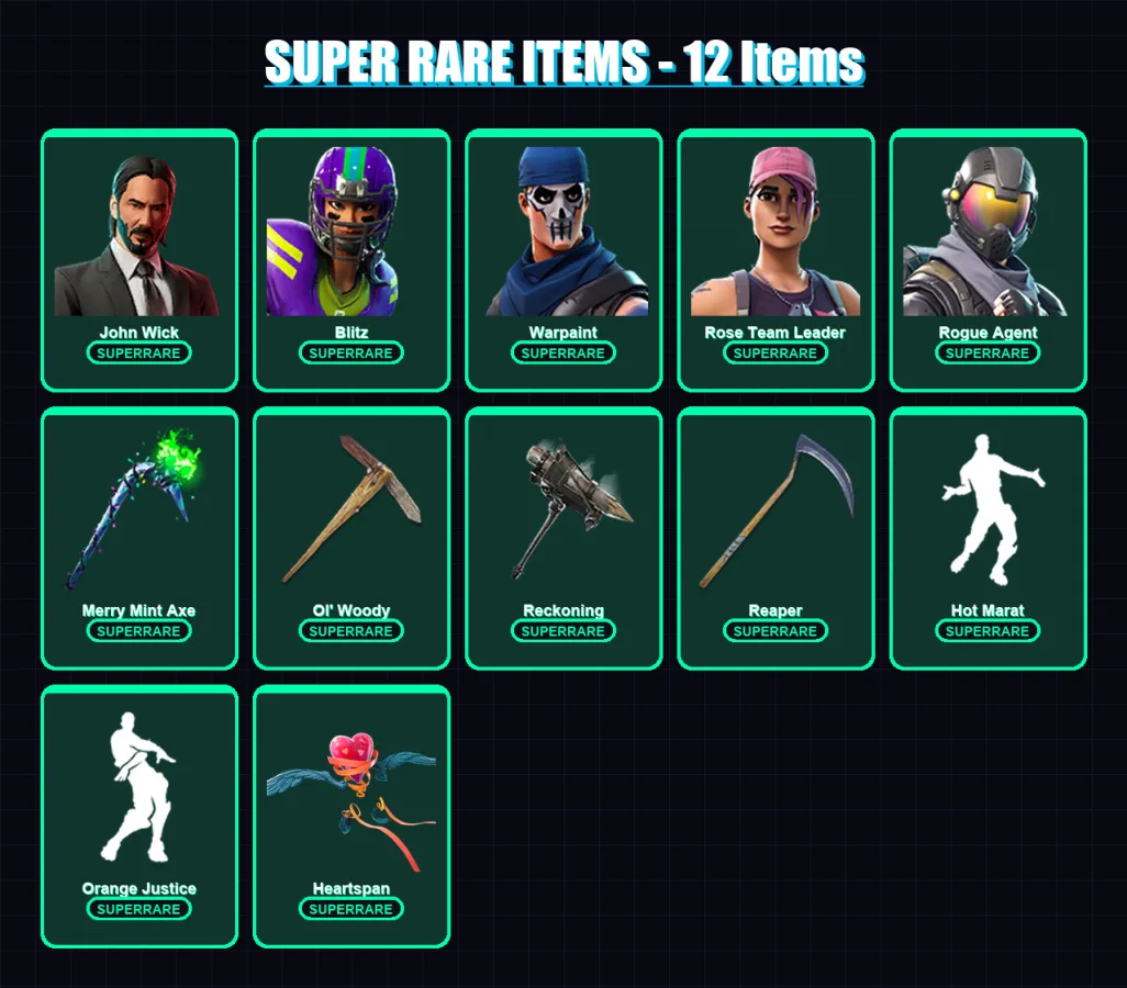 [PC/PSN] | John Wick | Blitz | Warpaint | Rose Team Leader | Rogue Agent | 132 skin | 86 pickaxe | 80 emote | 76 glider | Lv1094