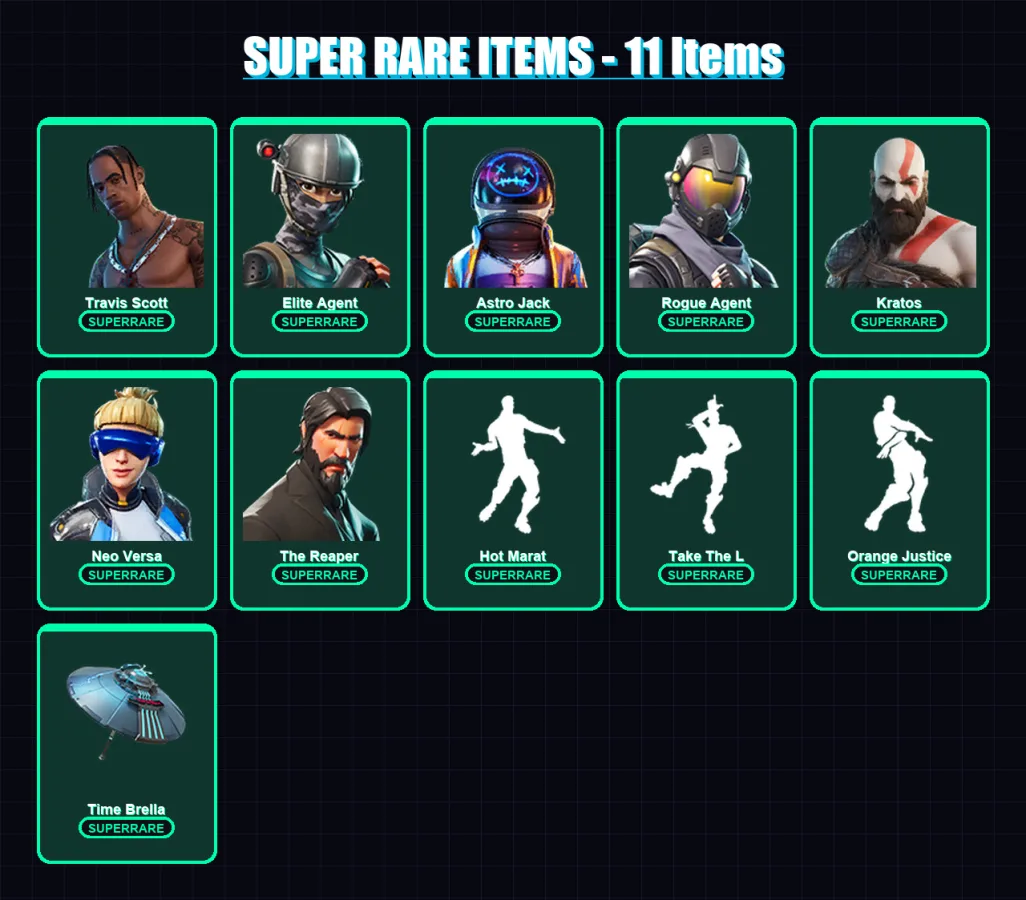 [PS4/PS5/XBOX/PC] | Travis Scott | Elite Agent | Astro Jack | Rogue Agent | Kratos | 95 skin | 119 pickaxe | 115 emote | 117 glider | Lv1542