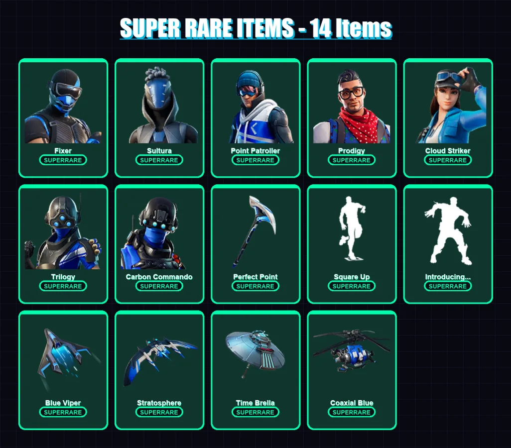 [PC/XBOX/PSN] | Fixer | Sultura | Point Patroller | Prodigy | Cloud Striker | 34 skin | 42 pickaxe | 32 emote | 32 glider | Lv417