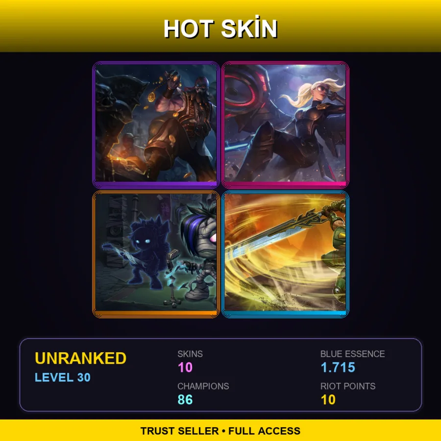 LAN | Lv30 | Unranked | 10 Skin | 86 Champ