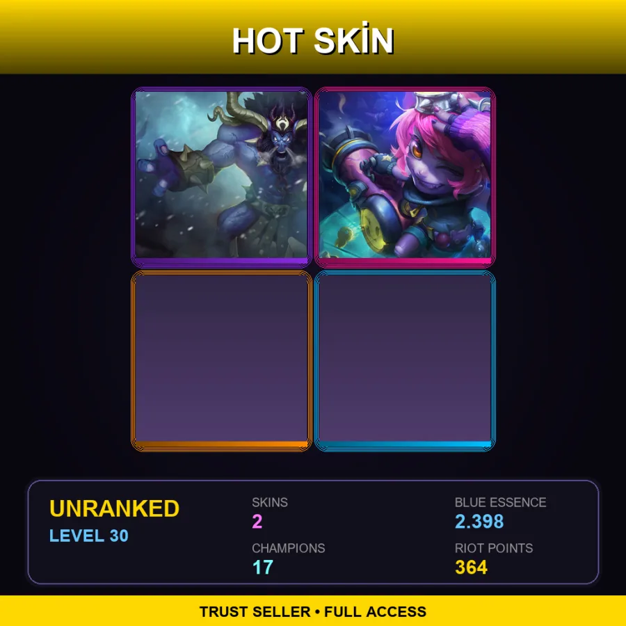 NA | Lv30 | Unranked | 2 Skin | 17 Champ — LoL account
