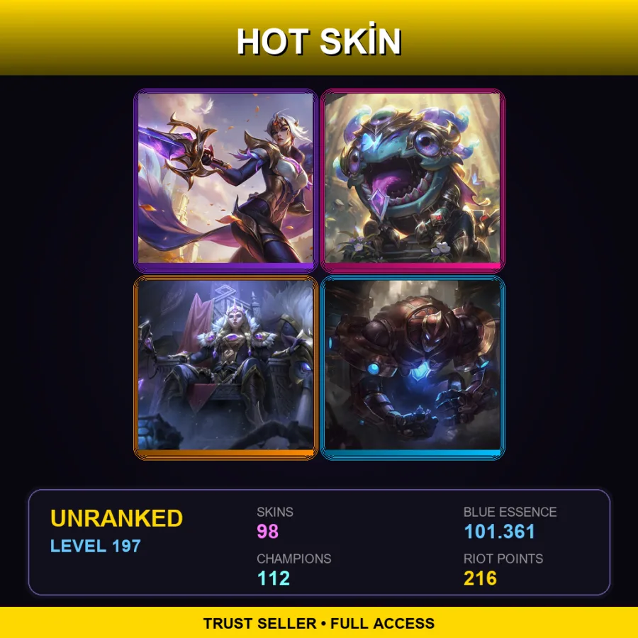 LAN | Lv197 | Unranked | 98 Skin | 112 Champ