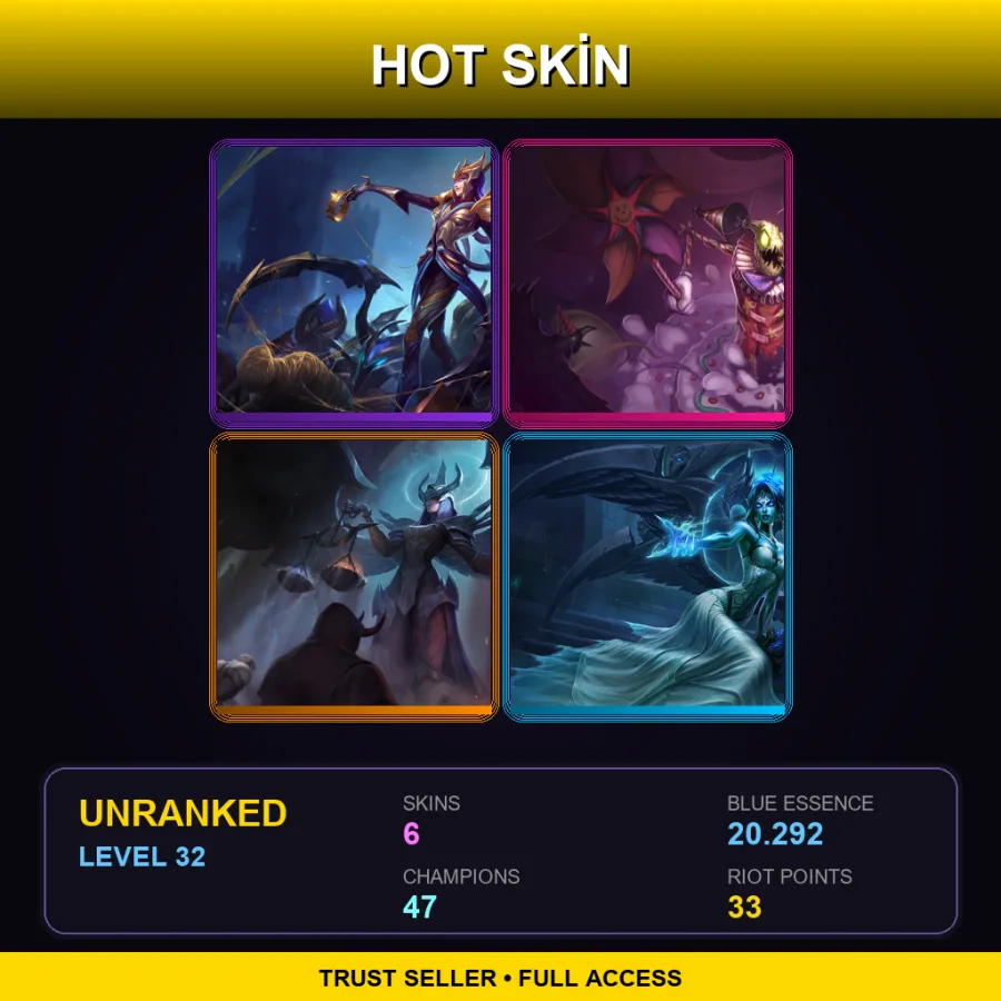 LAN | Victorious Elise | Surprise Party Fiddlesticks | Judgment Kayle | Ghost Bride Morgana | 6 Skin | 47 Champ | Lv32