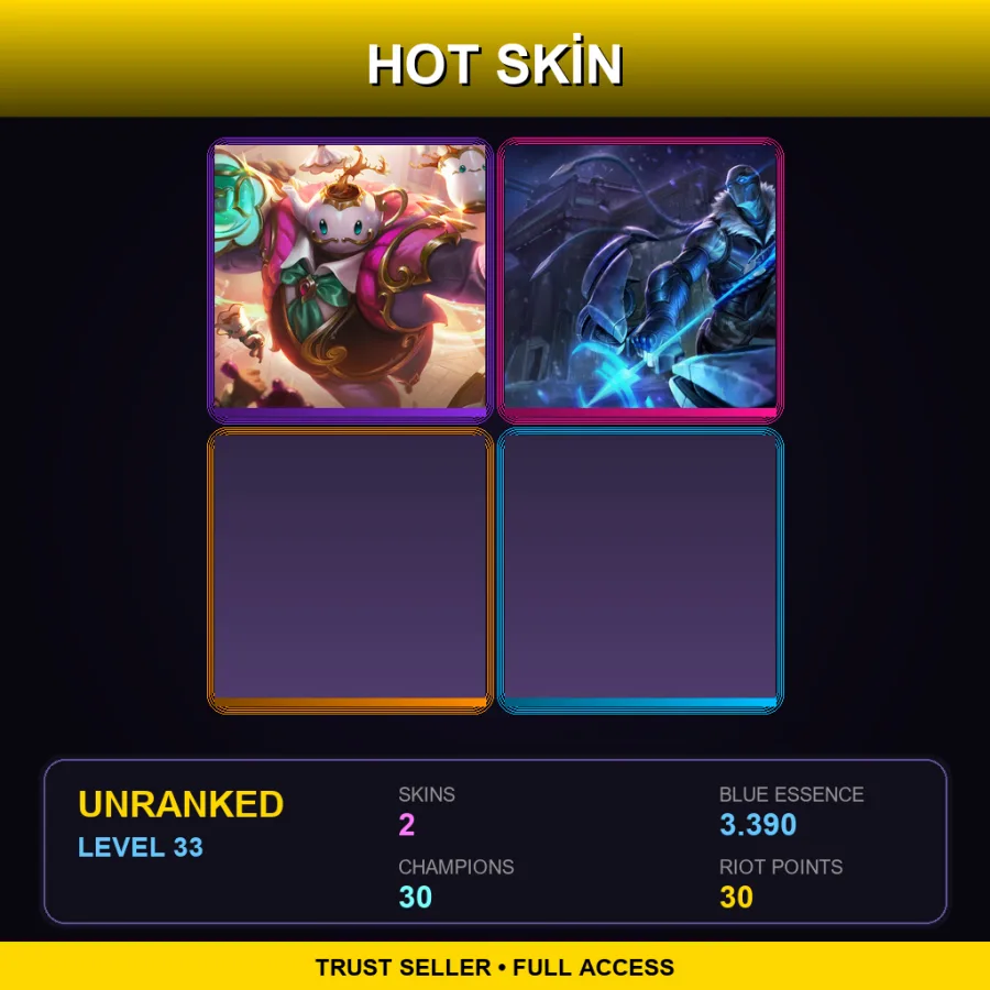 EUW | Lv33 | Unranked | 2 Skin | 30 Champ